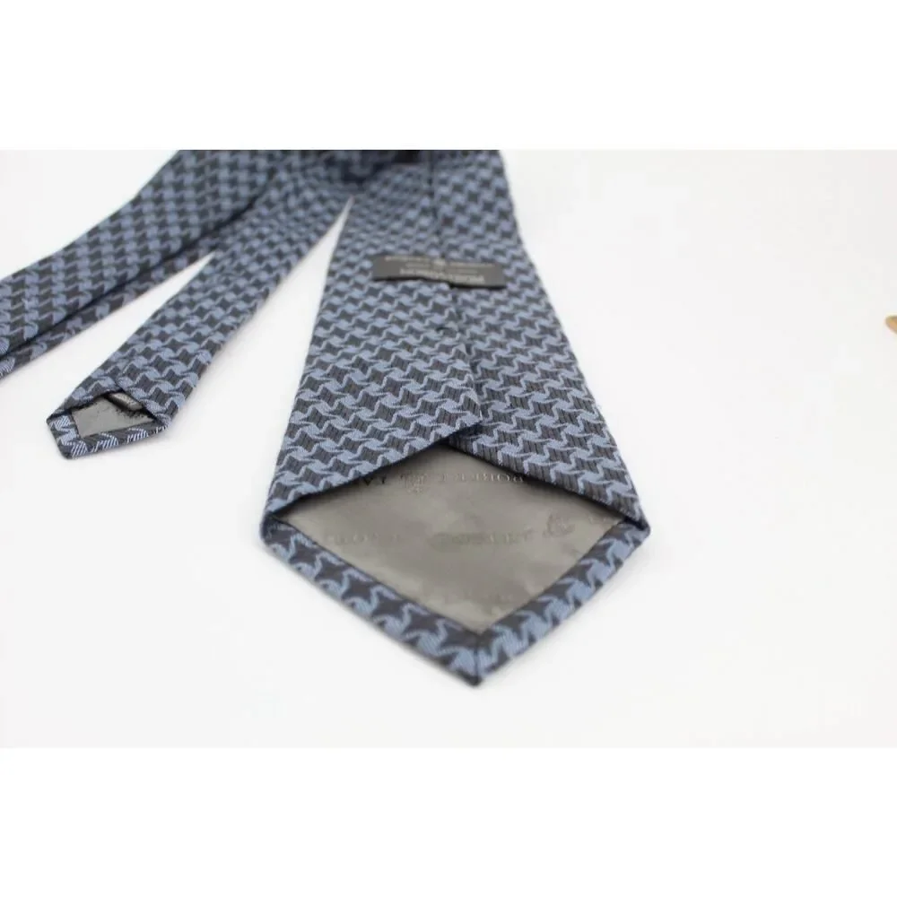 Robert Talbott Best of Class Tie Gray Blue Houndstooth 100% Silk Hand Sewn USA